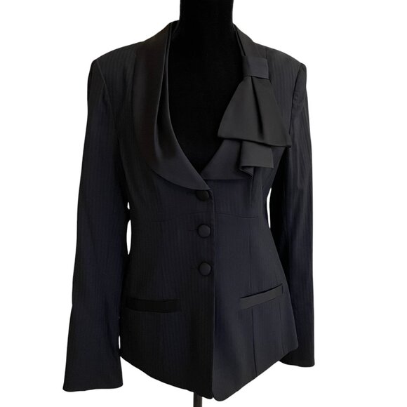 Nanette Lepore Tuxedo Jacket with Bow Lapel Black Size 12 - Picture 1 of 15